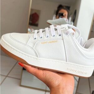 Saint Laurent White Leather Sneakers with Gum Sole